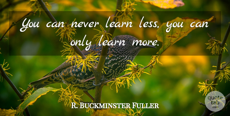 R. Buckminster Fuller Quote About Inspirational: You Can Never Learn Less...