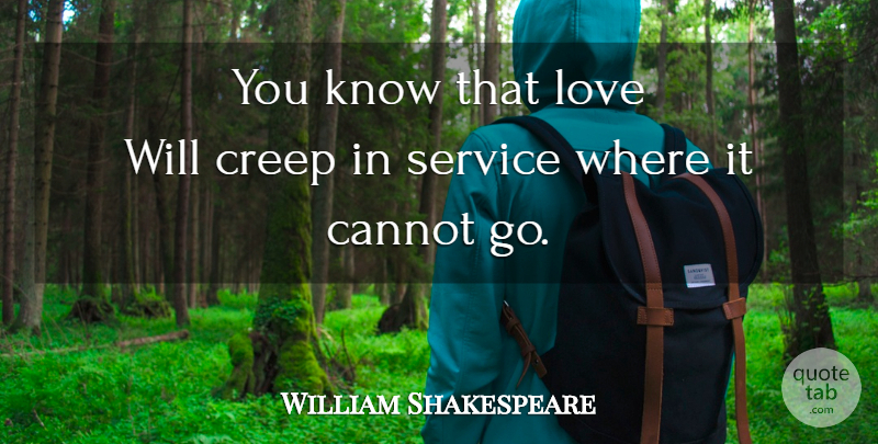 William Shakespeare Quote About Creeps, Knows: You Know That Love Will...