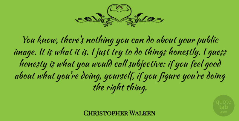 Christopher Walken Quote About Honesty, Feel Good, Trying: You Know Theres Nothing You...