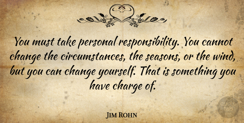 Jim Rohn Quote About Inspirational, Life, Change: You Must Take Personal Responsibility...