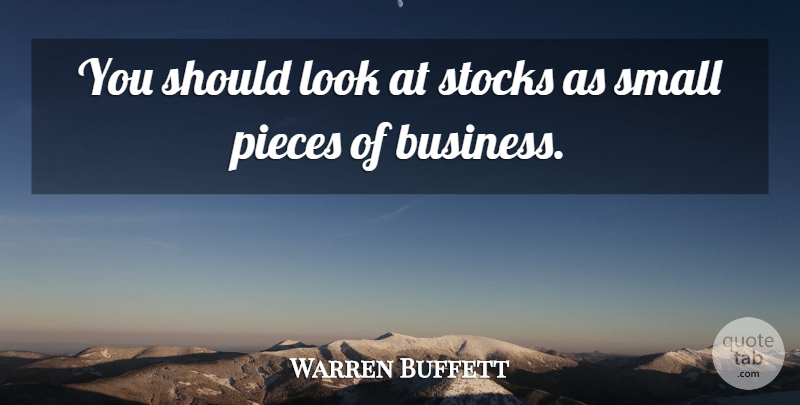 Warren Buffett Quote About Pieces, Looks, Should: You Should Look At Stocks...