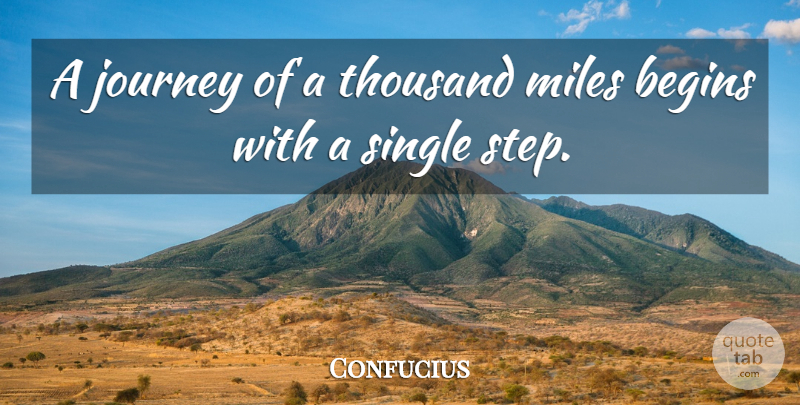 Confucius Quote About Begins, Journey, Miles, Single, Thousand: A Journey Of A Thousand...