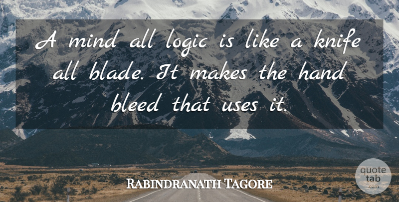 Rabindranath Tagore Quote About Inspirational, Hands, Knives: A Mind All Logic Is...