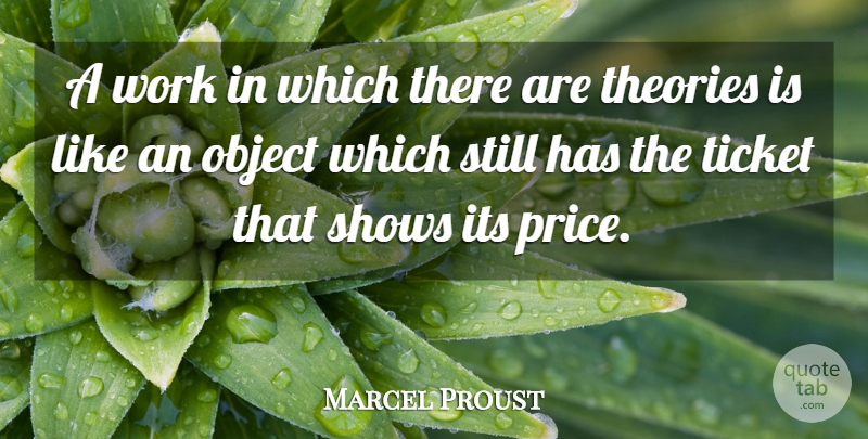 Marcel Proust Quote About Tickets, Theory, Shows: A Work In Which There...