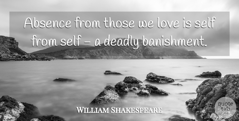 William Shakespeare Quote About Love, Goodbye, Self: Absence From Those We Love...