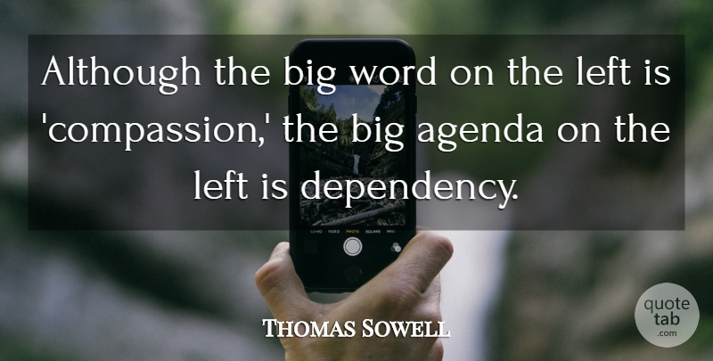 Thomas Sowell Quote About Compassion, Agendas, Bigs: Although The Big Word On...