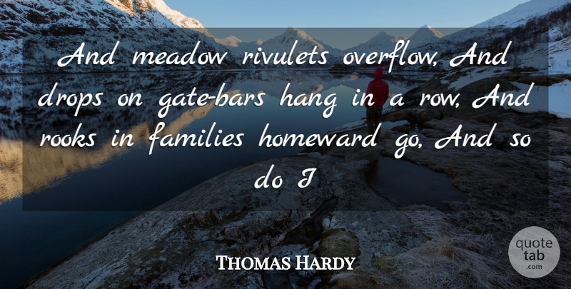 Thomas Hardy Quote About Drops, Families, Hang: And Meadow Rivulets Overflow And...
