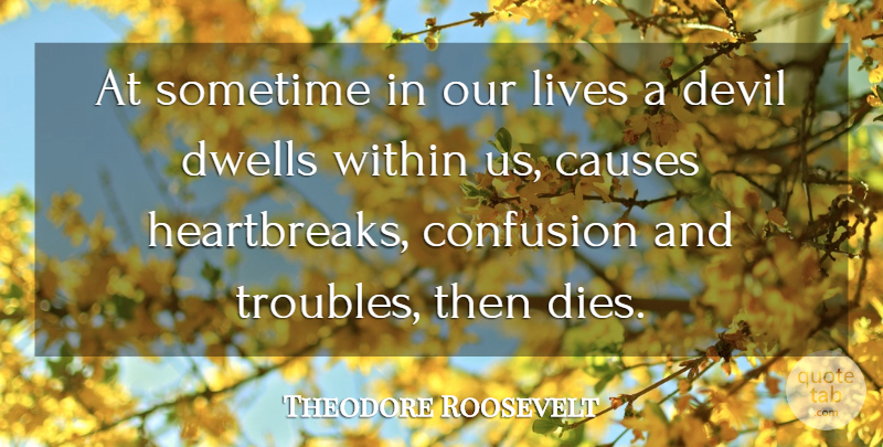 Theodore Roosevelt Quote About Confusion, Devil, Causes: At Sometime In Our Lives...