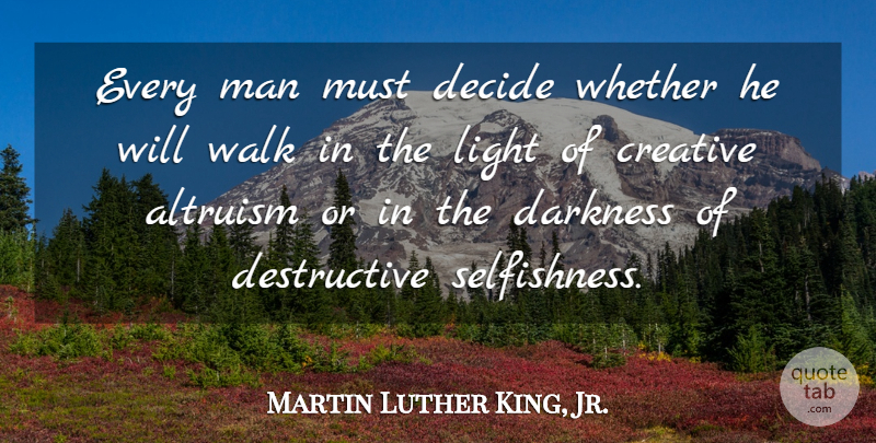 Martin Luther King, Jr. Quote About Integrity, Creativity, Greatness: Every Man Must Decide Whether...