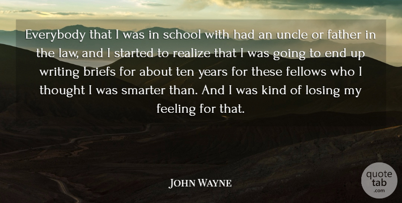 John Wayne Quote About Everybody, Feeling, Fellows, Realize, School: Everybody That I Was In...