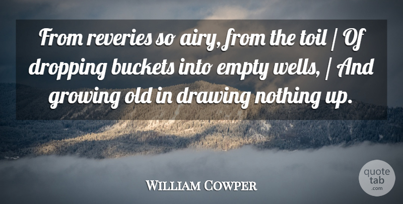 William Cowper Quote About Drawing, Dropping, Empty, Growing, Toil: From Reveries So Airy From...