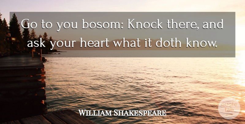 William Shakespeare Quote About Knowledge, Heart, Soul: Go To You Bosom Knock...