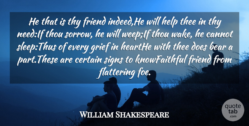 William Shakespeare Quote About Bear, Cannot, Certain, Flattering, Friend: He That Is Thy Friend...