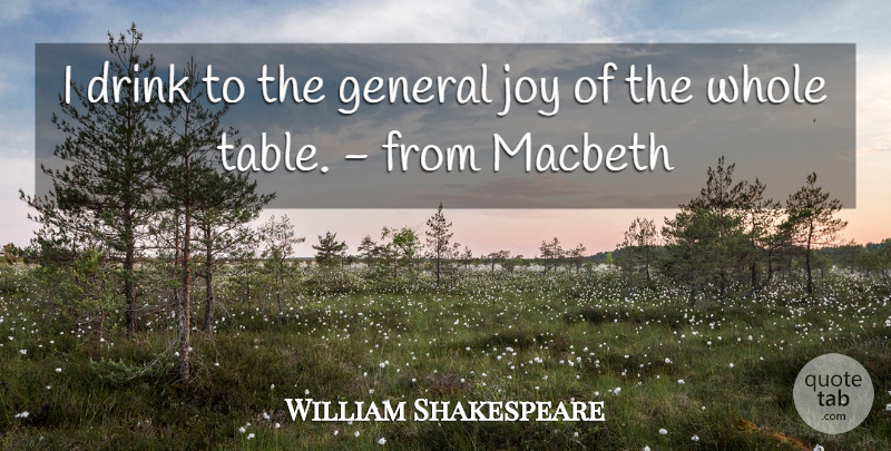 William Shakespeare Quote About Drink, General, Joy, Macbeth: I Drink To The General...