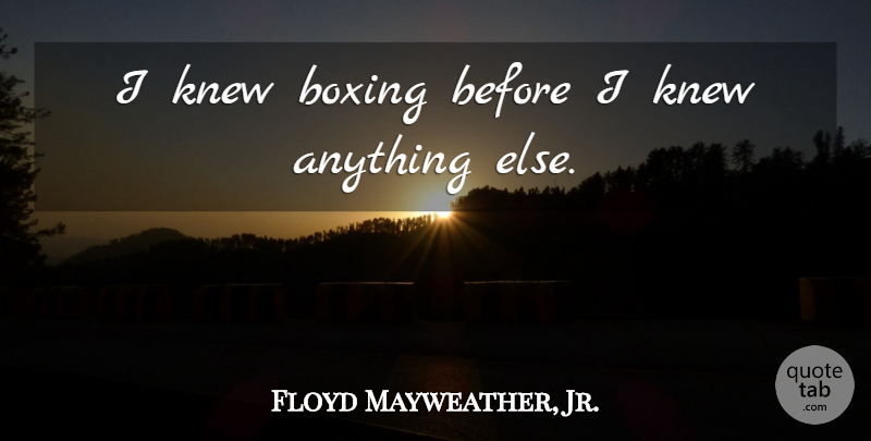 Floyd Mayweather, Jr. Quote About Boxing: I Knew Boxing Before I...