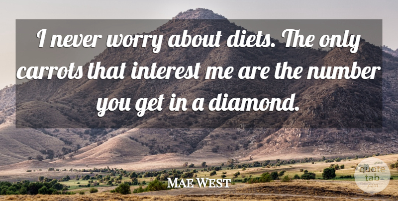 Mae West Quote About Food, Humor, Sassy: I Never Worry About Diets...