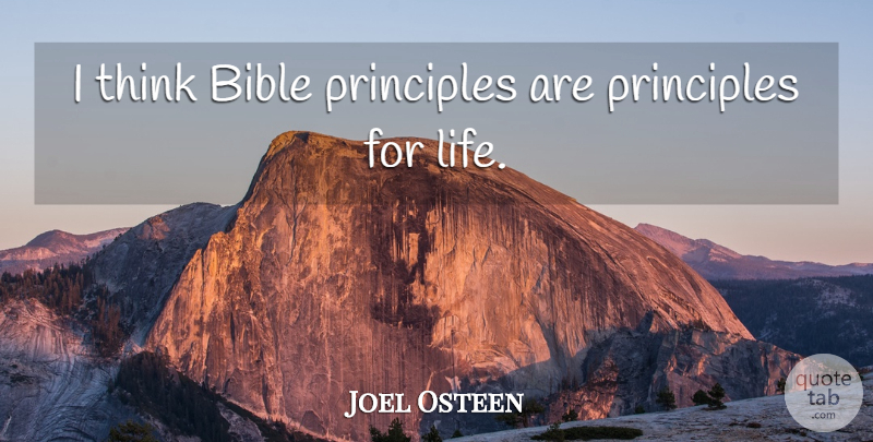 Joel Osteen Quote About Thinking, Principles, Higher Power: I Think Bible Principles Are...