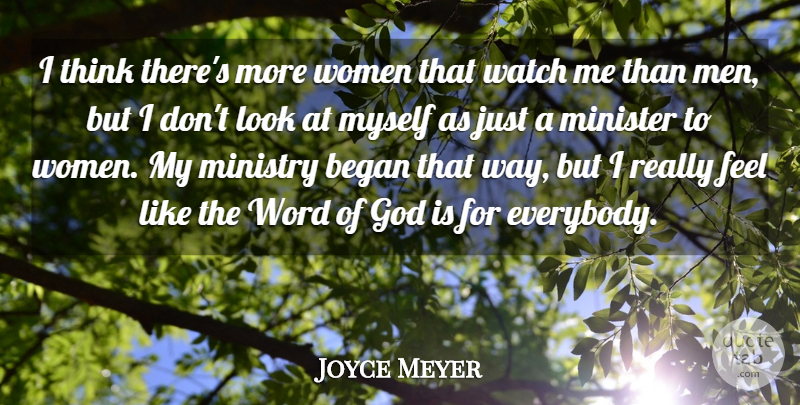 Joyce Meyer Quote About Men, Thinking, Ministry: I Think Theres More Women...