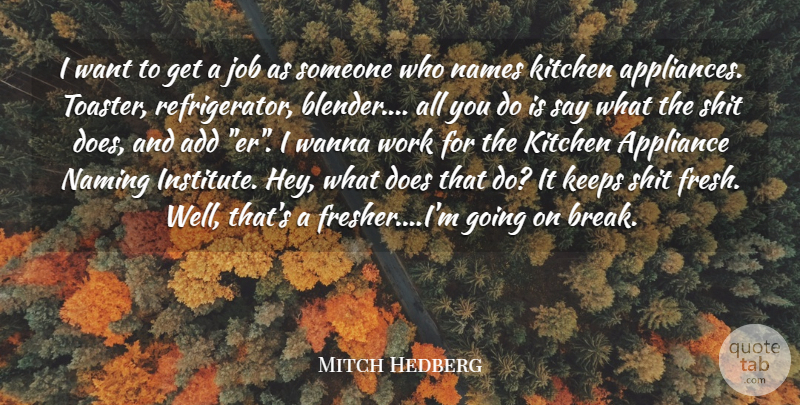 Mitch Hedberg Quote About Add, Appliance, Job, Keeps, Kitchen: I Want To Get A...