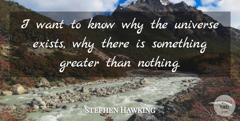 Stephen Hawking Quote About Want, Knows, Greater: I Want To Know Why...