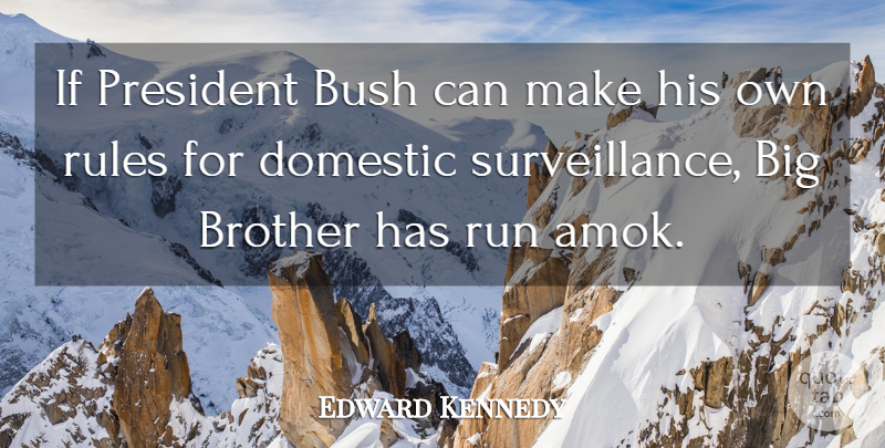 Edward Kennedy Quote About Brother, Bush, Domestic, President, Rules: If President Bush Can Make...