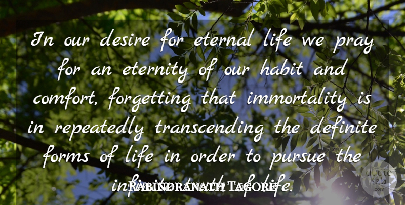 Rabindranath Tagore Quote About Comfort, Definite, Desire, Eternal, Eternity: In Our Desire For Eternal...