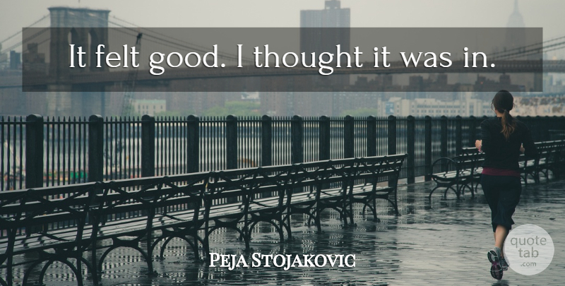 Peja Stojakovic Quote About Felt: It Felt Good I Thought...