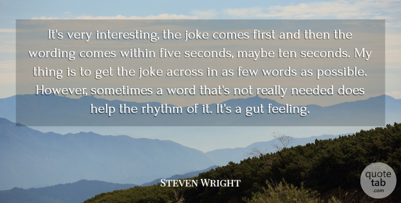 Steven Wright Quote About Interesting, Feelings, Doe: Its Very Interesting The Joke...