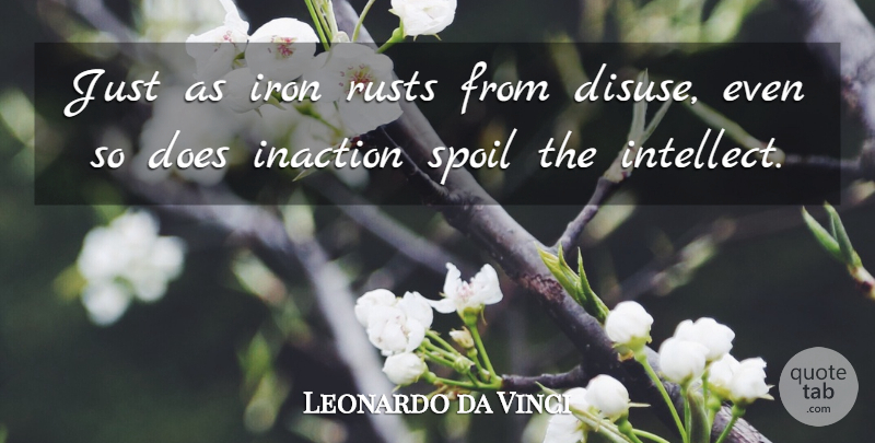 Leonardo da Vinci Quote About Inspirational, Iron, Rust: Just As Iron Rusts From...