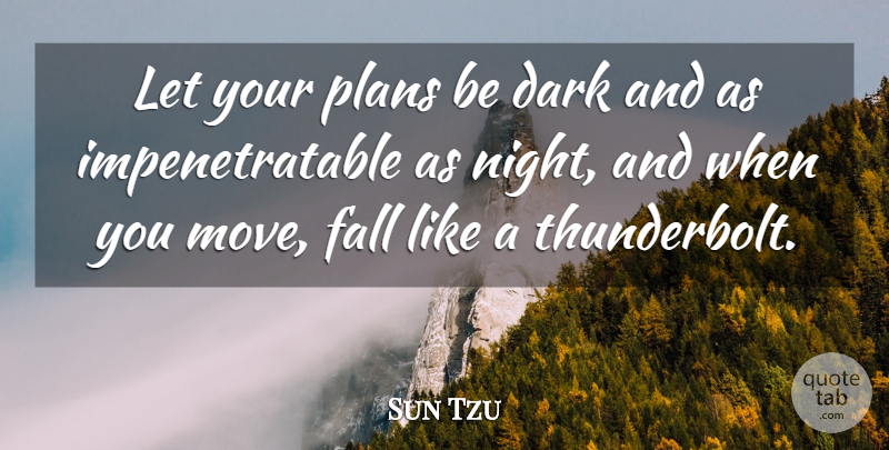 Sun Tzu Quote About Dark, Fall, Night, Plans: Let Your Plans Be Dark...