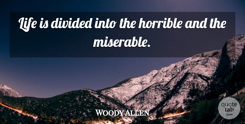 Woody Allen Quote About Funny, Life, Humor: Life Is Divided Into The...