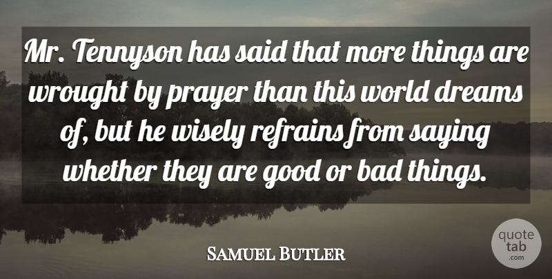 Samuel Butler Quote About Dream, Prayer, World: Mr Tennyson Has Said That...