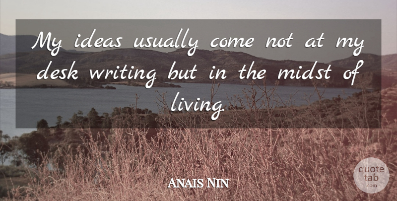 Anais Nin Quote About Life, Writing, Ideas: My Ideas Usually Come Not...