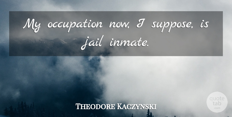 Theodore Kaczynski Quote About Witty, Humorous, Jail: My Occupation Now I Suppose...