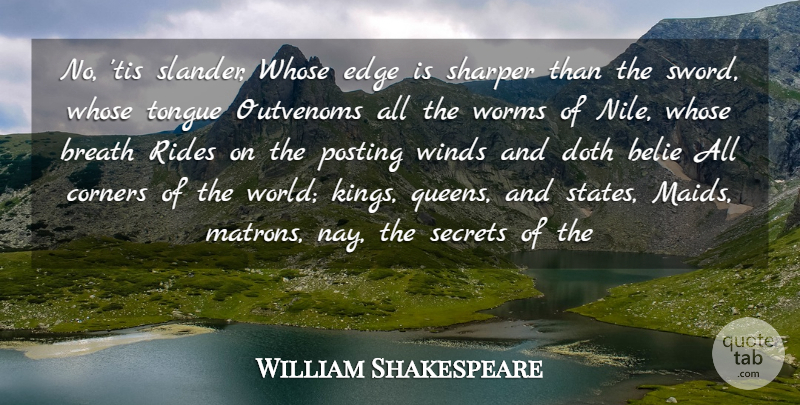 William Shakespeare Quote About Breath, Corners, Doth, Edge, Posting: No Tis Slander Whose Edge...