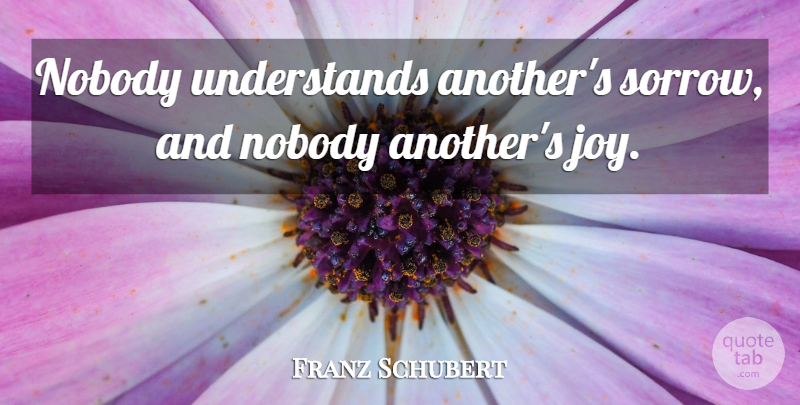 Franz Schubert Quote About Joy, Sorrow: Nobody Understands Anothers Sorrow And...
