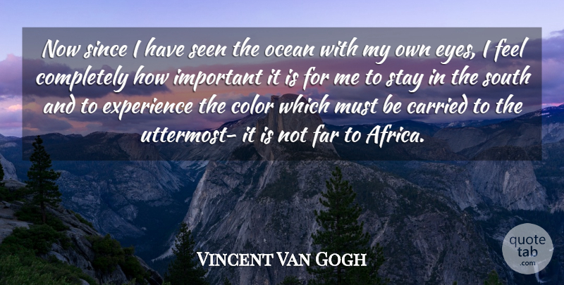Vincent Van Gogh Quote About Carried, Color, Experience, Eyes, Far: Now Since I Have Seen...