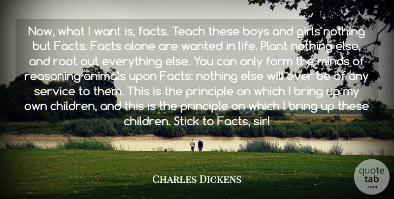 Charles Dickens Quote About Alone, Animals, Boys, Bring, Facts: Now What I Want Is...
