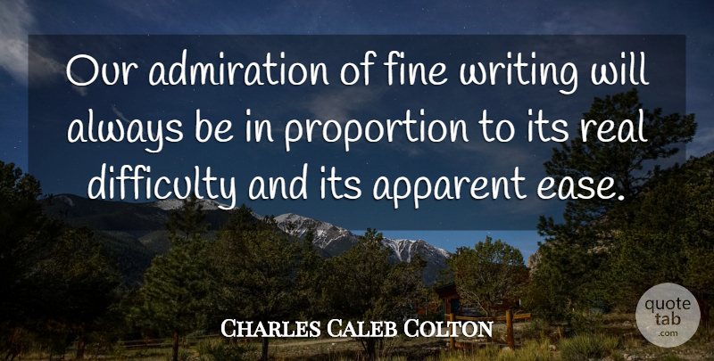 Charles Caleb Colton Quote About Real, Writing, Editing: Our Admiration Of Fine Writing...