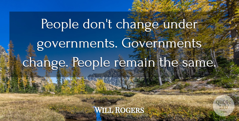 Will Rogers Quote About Government, People, Dont Change: People Dont Change Under Governments...