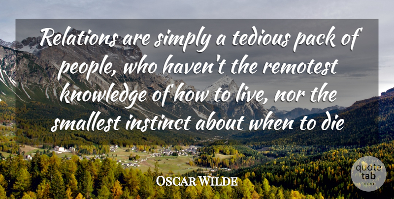 Oscar Wilde Quote About Death, Die, Instinct, Knowledge, Nor: Relations Are Simply A Tedious...