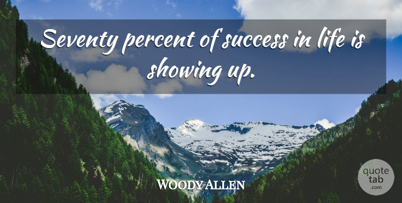 Woody Allen Quote About American Director, Funny, Life, Seventy, Showing: Seventy Percent Of Success In...