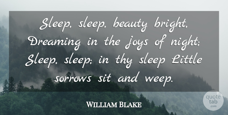 William Blake Quote About Beauty, Dreaming, Joys, Sit, Sleep: Sleep Sleep Beauty Bright Dreaming...