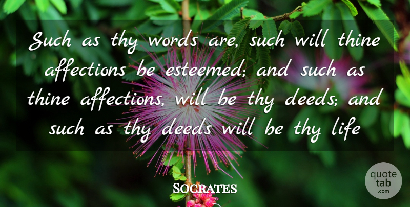 Socrates Quote About Affections, Deeds, Kindness, Life, Thine: Such As Thy Words Are...