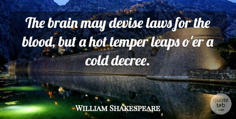 William Shakespeare Quote About Anger, Blood, Law: The Brain May Devise Laws...