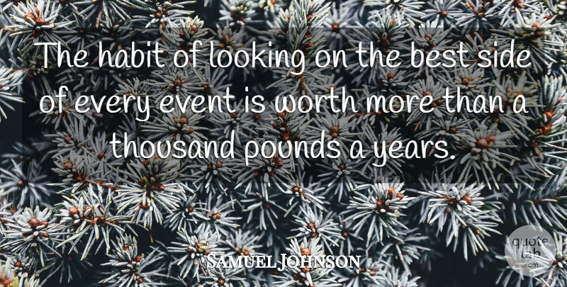 Samuel Johnson Quote About Best, Event, Habit, Looking, Pounds: The Habit Of Looking On...