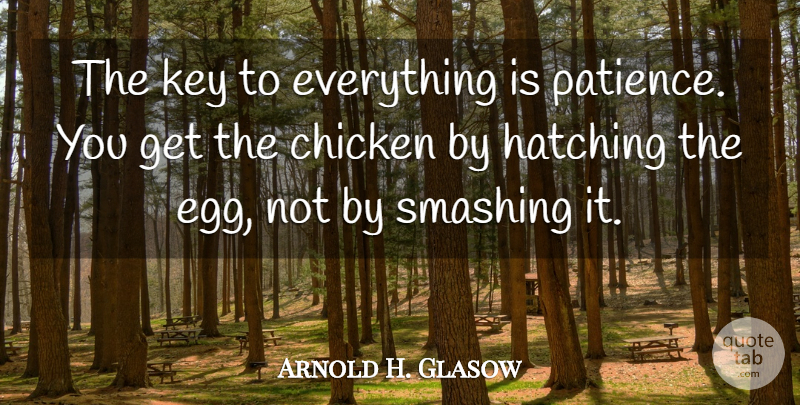 Arnold H. Glasow Quote About Australian Actor, Key, Patience, Smashing: The Key To Everything Is...