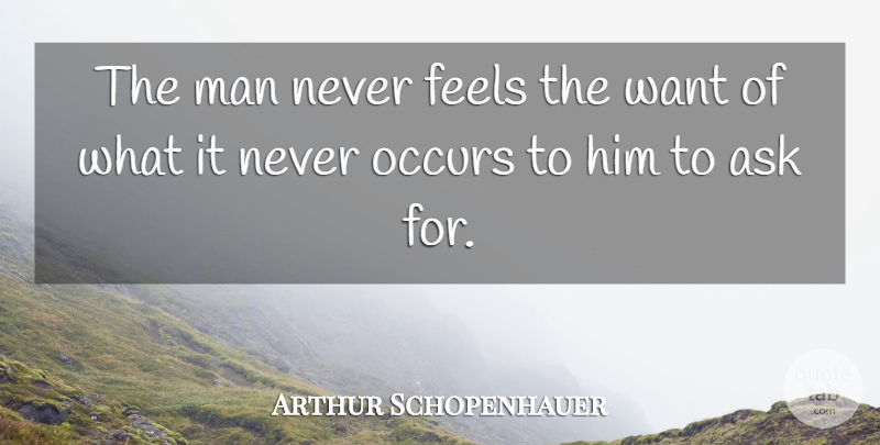 Arthur Schopenhauer Quote About Philosophical, Men, Desire: The Man Never Feels The...