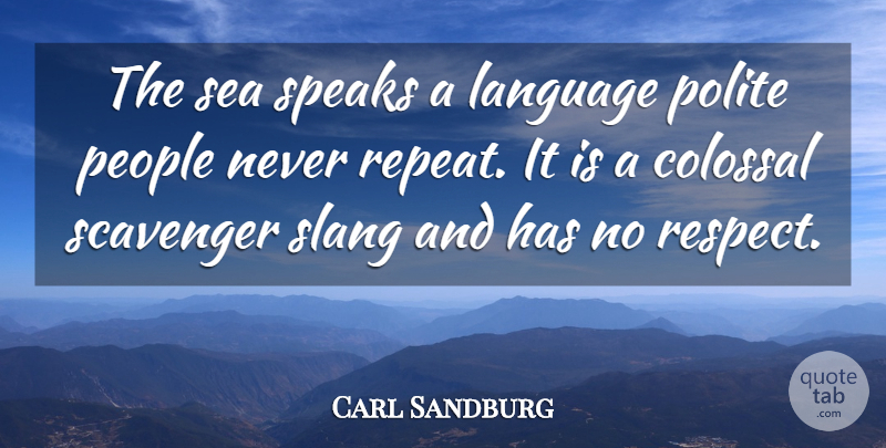 Carl Sandburg Quote About Respect, Ocean, Sea: The Sea Speaks A Language...