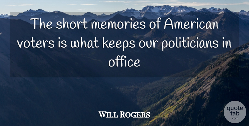 Will Rogers Quote About Keeps, Memories, Office, Short, Voters: The Short Memories Of American...
